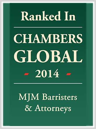 Ranked in CHAMBERS GLOBAL 2014 MJM Barristers & Attorneys